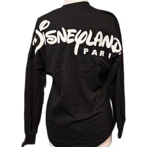 Disney Paris Women's Black Top Sweatshirt Jersey Long Sleeves Collectable NEW XS